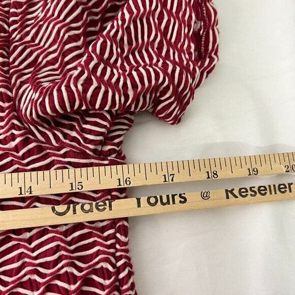 Maeve Red White Zigzag Anthro Pleated Short Sleeve A-Line Dress Size S Women's - Picture 8 of 9